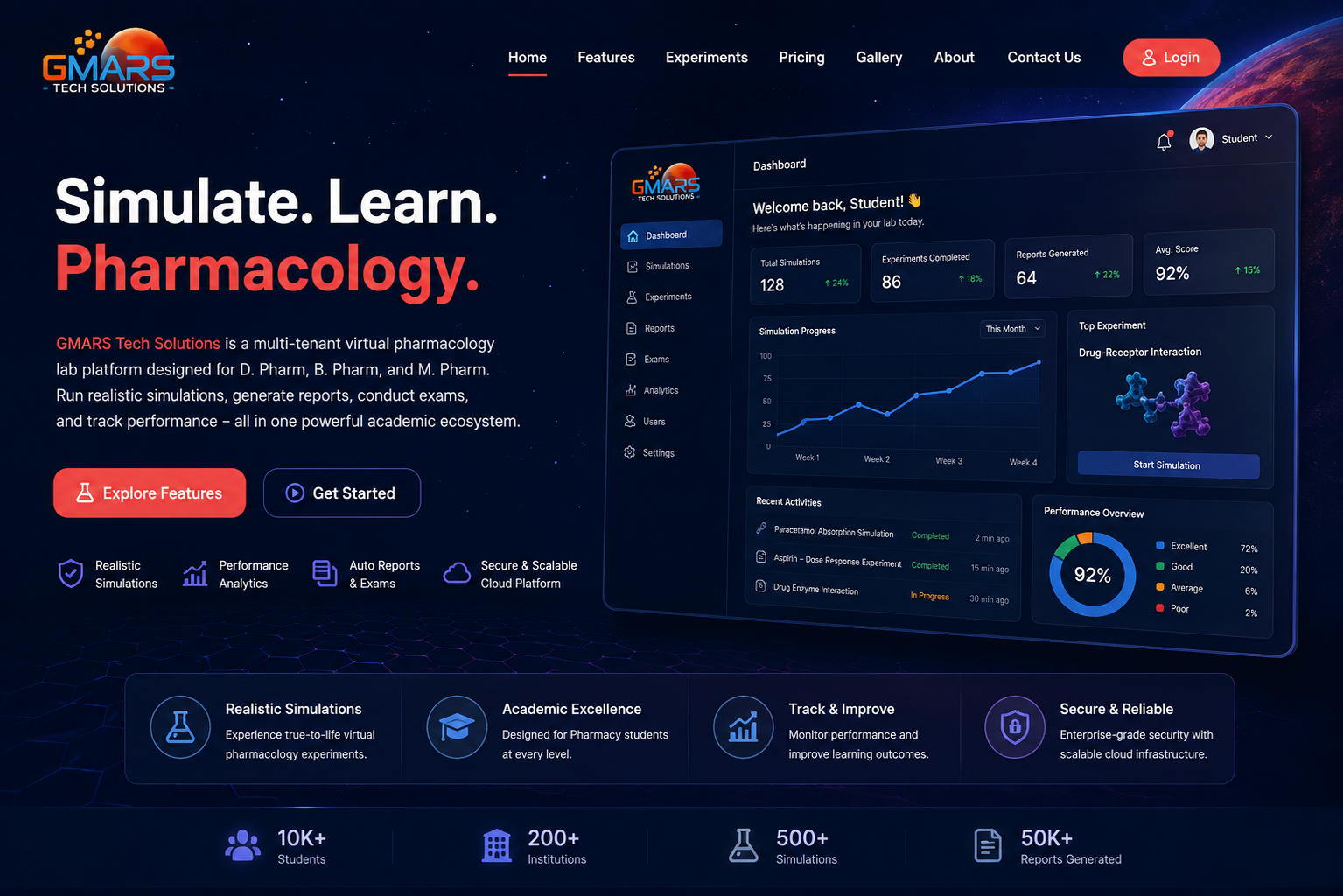 GMARS Tech Solutions Pharmacology Simulation Interface